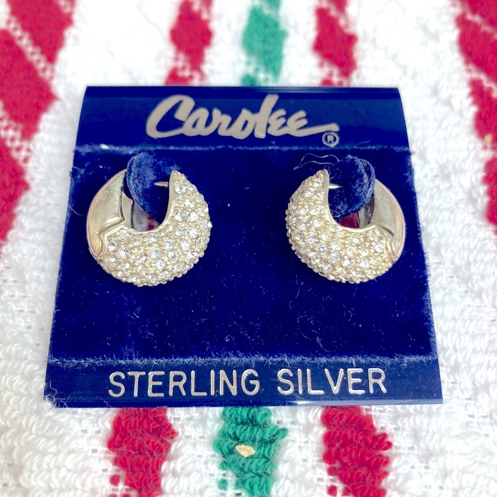 Carolee Sterling Silver Pave Crystal Hoop Earrings